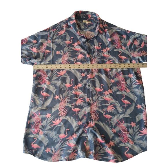 Endless Summer Hawaiian Shirt Mens XL Palm Flamingos Blue - Picture 6 of 8
